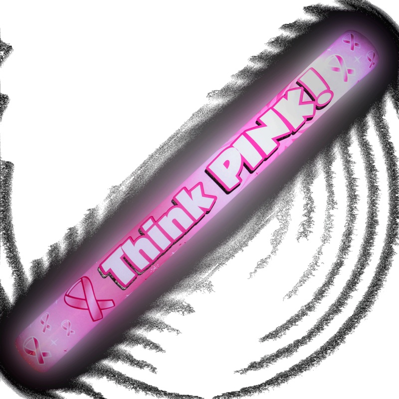 LED Light Up 16 Inch Think Pink Ribbon Theme Foam Stick Baton