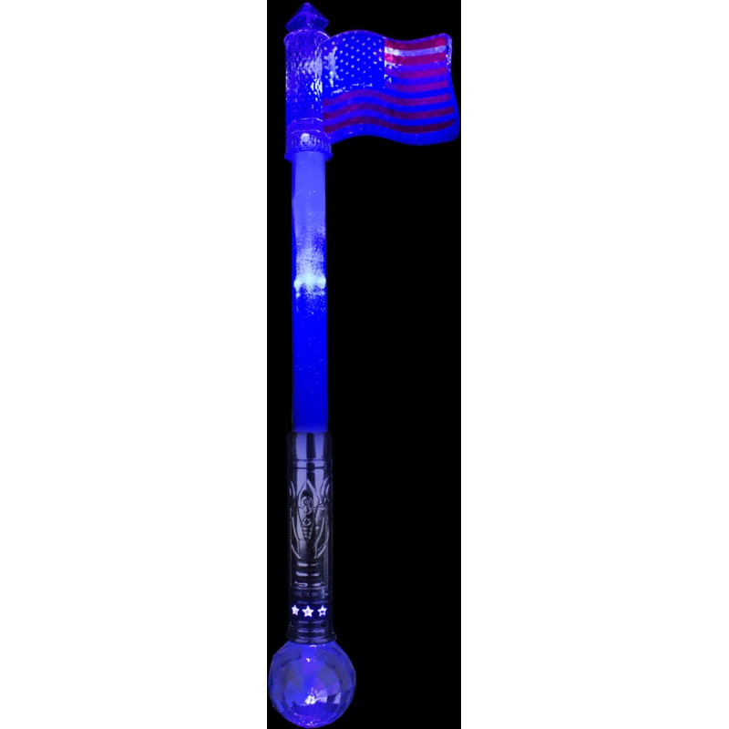 LED Light Up USA Flag Wand - Red White Blue