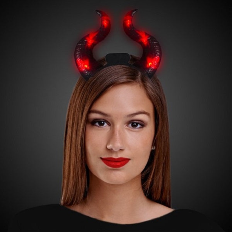 Red LED Light Up Devil Horns Headband