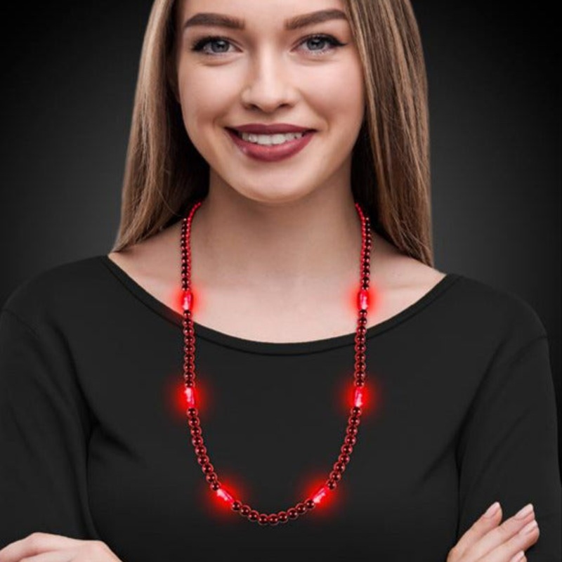LED Light Up Red 30" Beaded Necklace