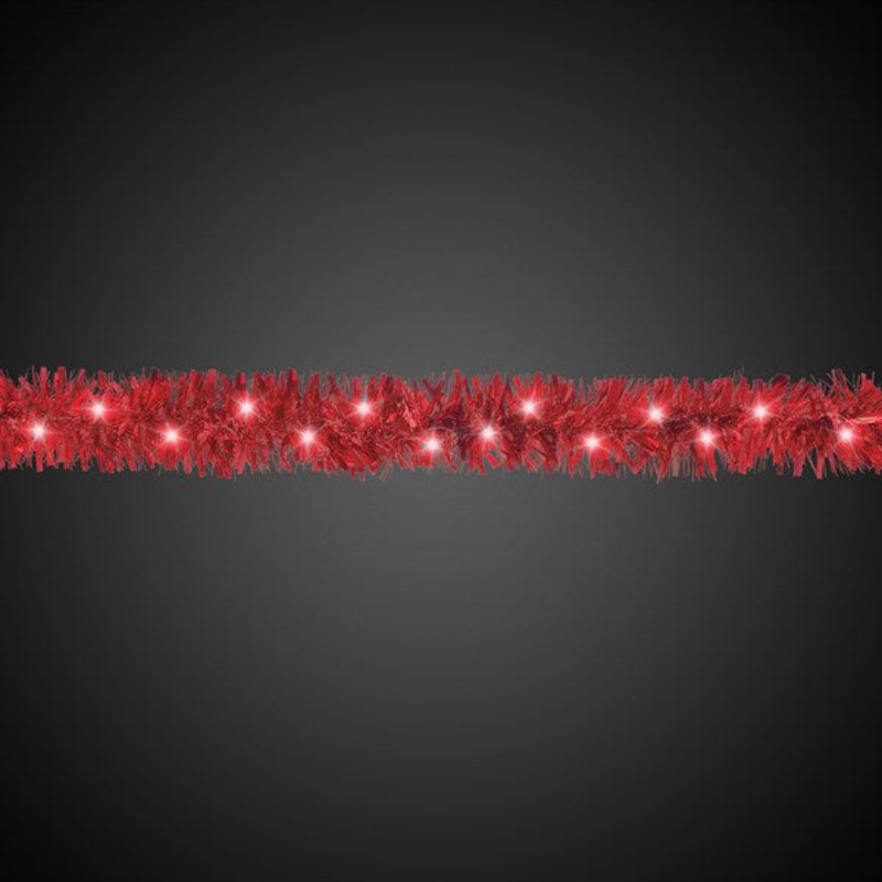 LED Red Tinsel 9' Garland