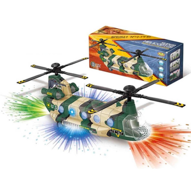 Light Up Bump & Go Military Chinook Helicopter