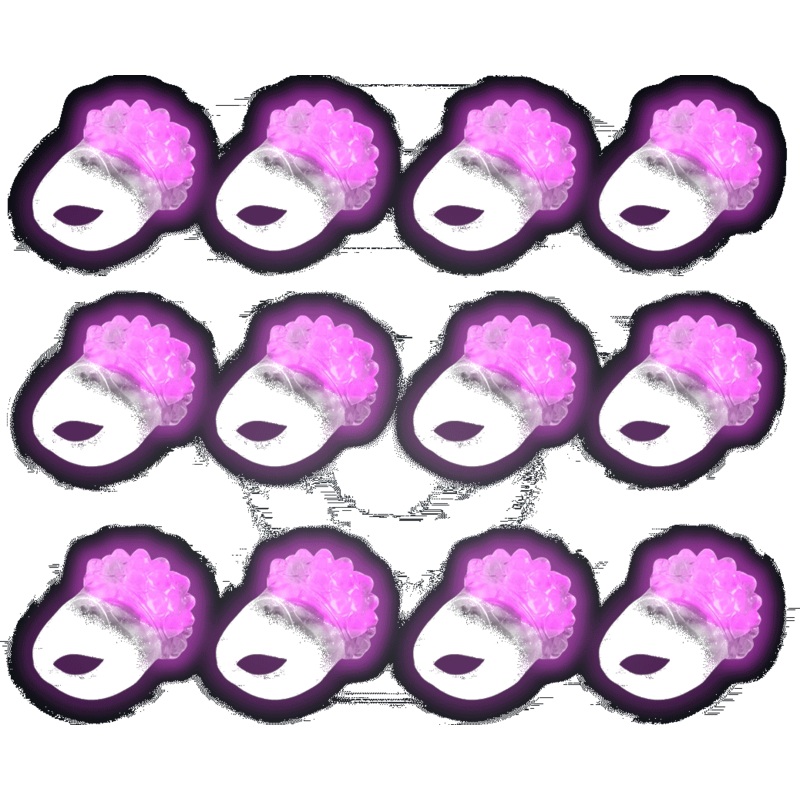 Pink LED Light Up Flashing Jelly Bumpy Rings - Pack of 12
