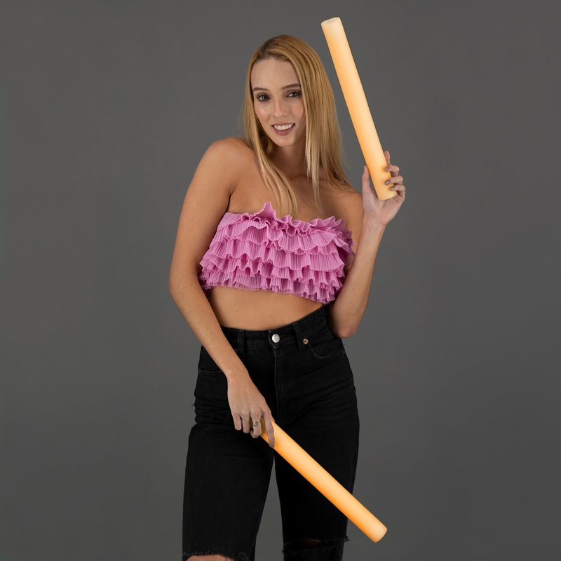 LED Light Up 16 Inch Orange Foam Stick Batons - Pack of 3 Sticks