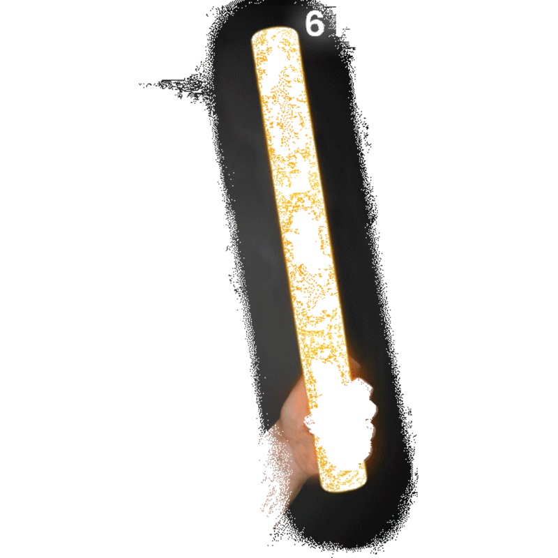 LED Light Up 16 Inch Yellow Foam Stick Batons - Pack of 6 Sticks