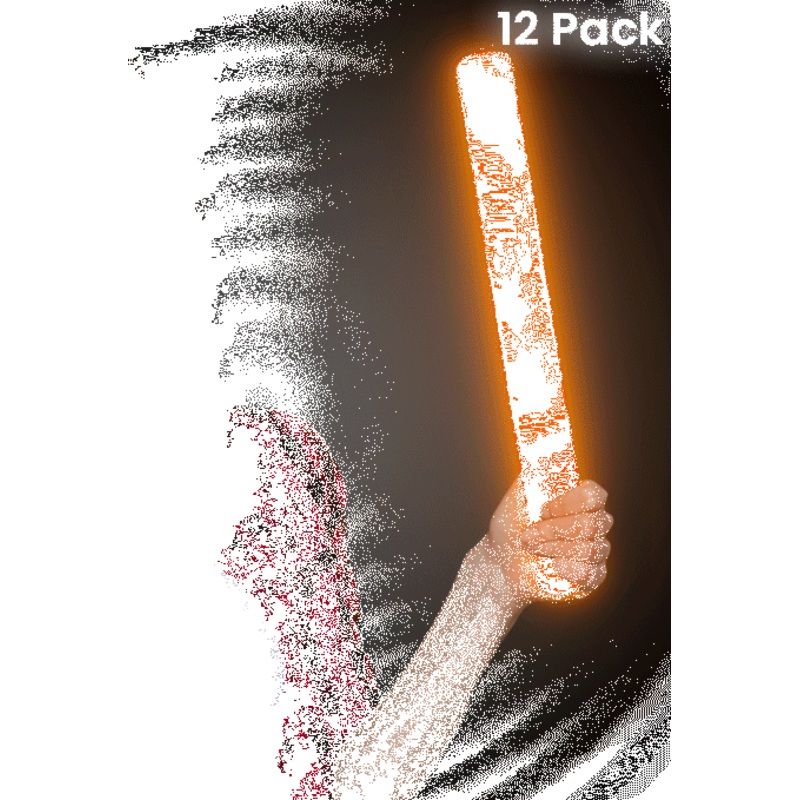 LED Light Up 18 Inch Orange Foam Stick Batons - Pack of 12 Sticks