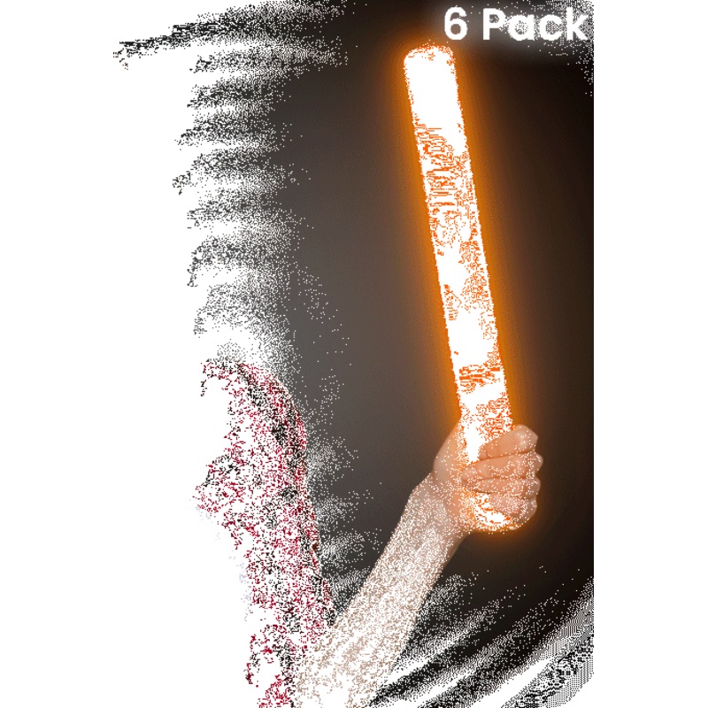 LED Light Up 18 Inch Orange Foam Stick Batons - Pack of 6 Sticks