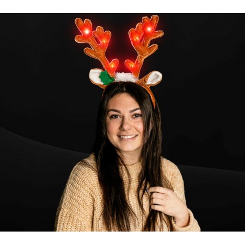Led Light Up Blinking Reindeer Headband