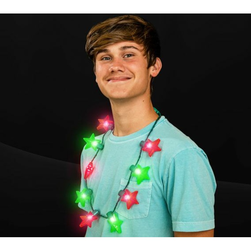 Led Light Up Flashing Christmas Star Necklace