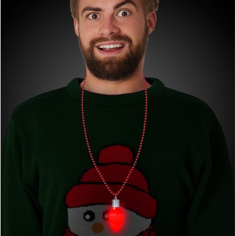 LED Light Up Red Bulb Bead Necklace