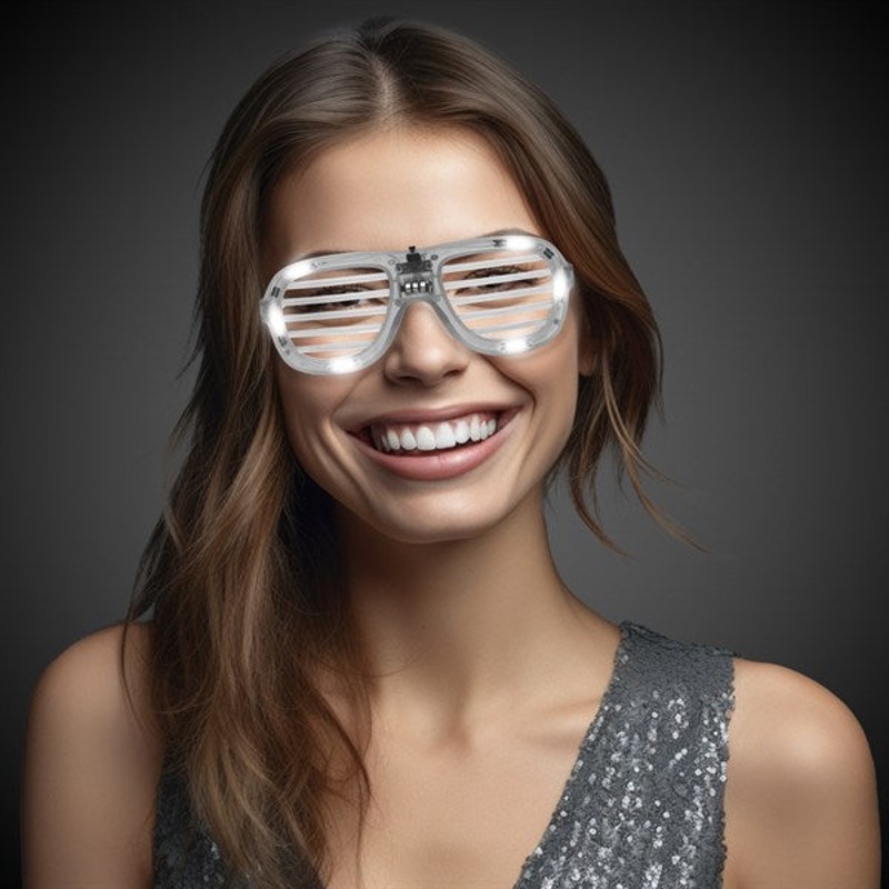 LED Light Up White Slotted Glasses