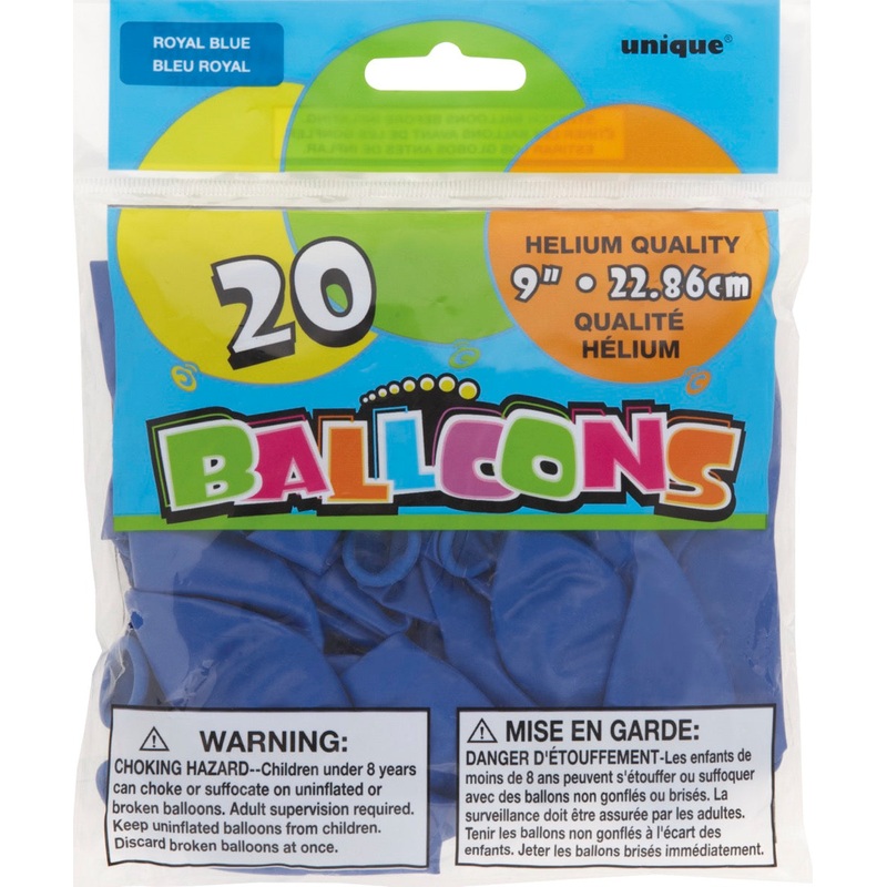 9in Packaged Latex Balloons 20ct - Royal Blue