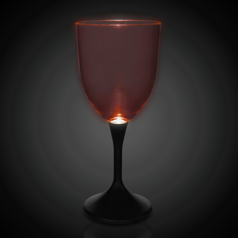 LED 10 oz Wine Glass Black Stem