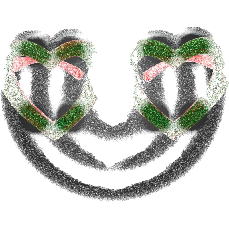 LED Green Heart Glitter Glasses