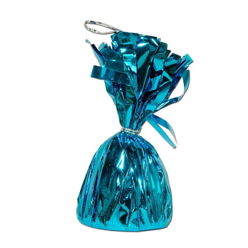 12 Pack Beistle Metallic Wrapped Balloon Weight turquoise