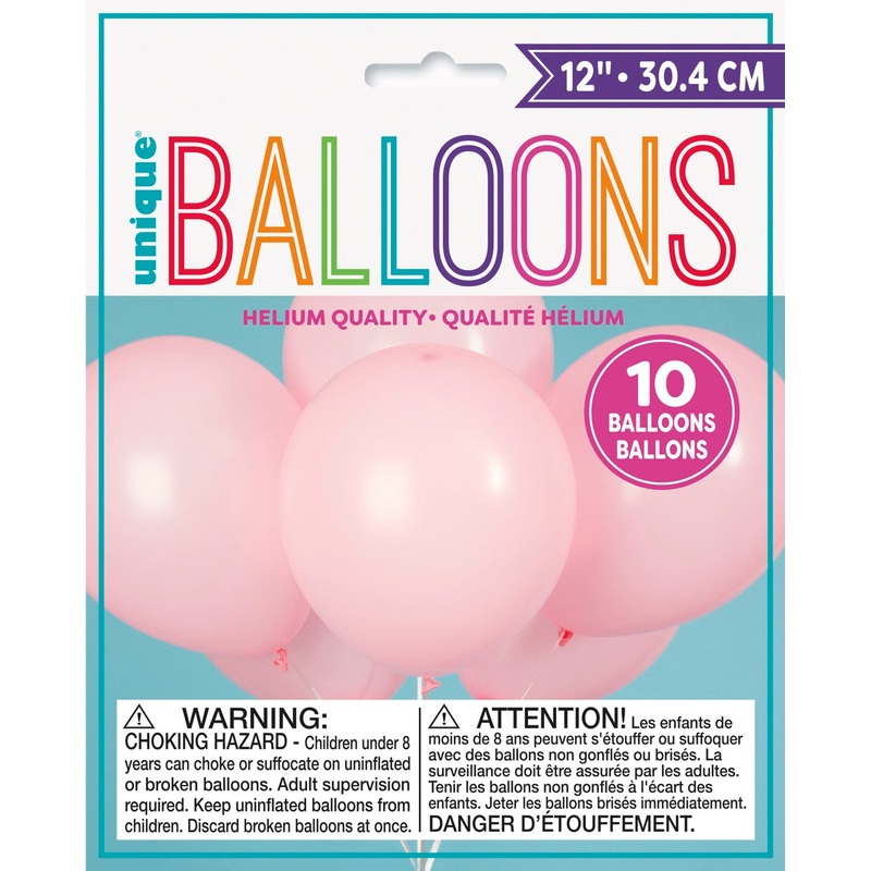 12in Packaged Latex Balloons 10ct - Petal Pink