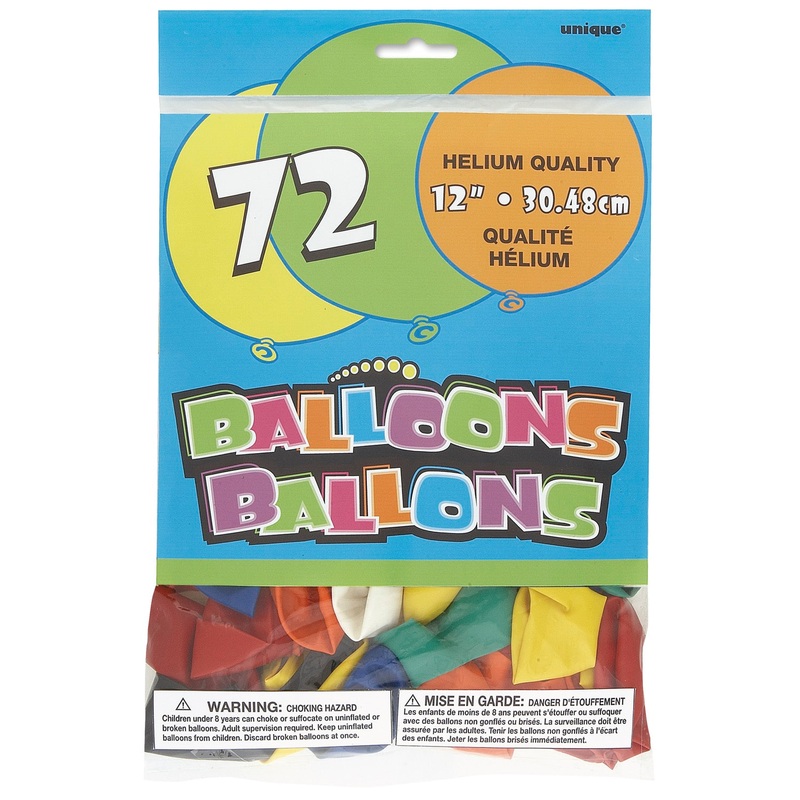 12in Packaged Latex Balloons 72ct - Assorted Colors