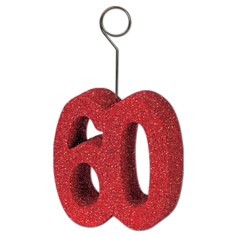 6 Pack Beistle Glittered 60th Birthday Party Photo/Balloon Holder