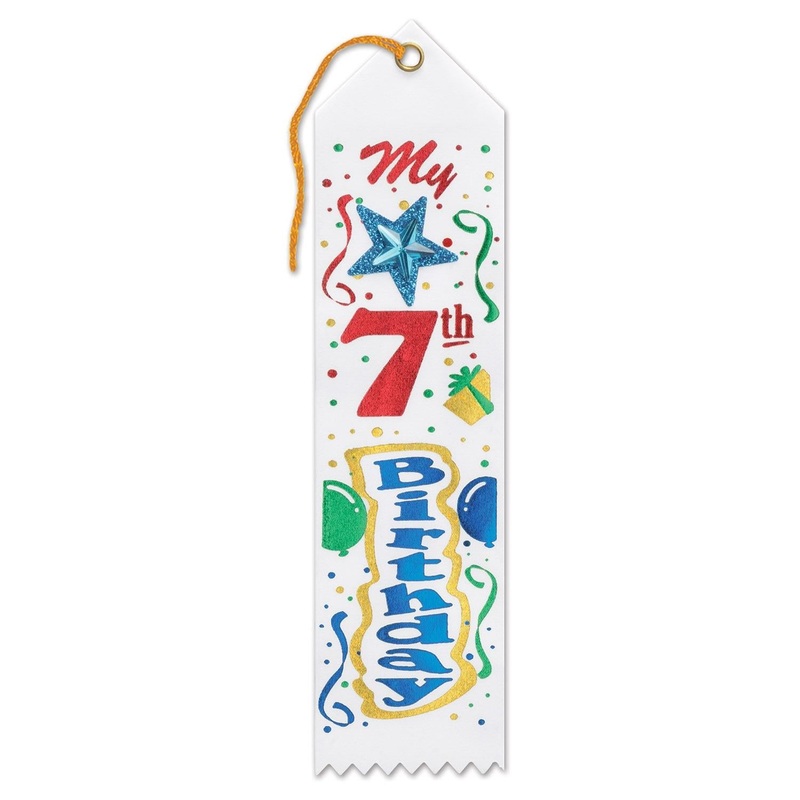 6 Pack Beistle My 7th Birthday Jeweled Ribbon