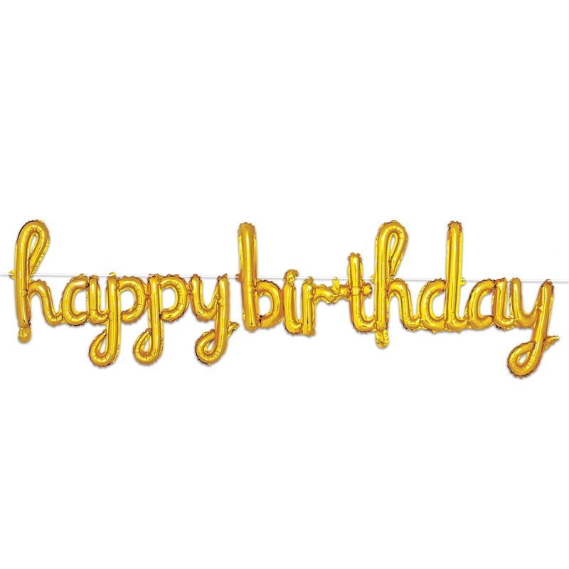 6 Pack Beistle Script Gold Happy Birthday Party Balloon Streamer