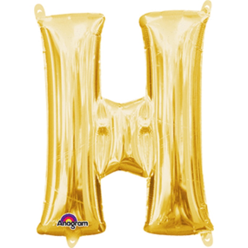 Air-Filled Gold Letter H Balloon