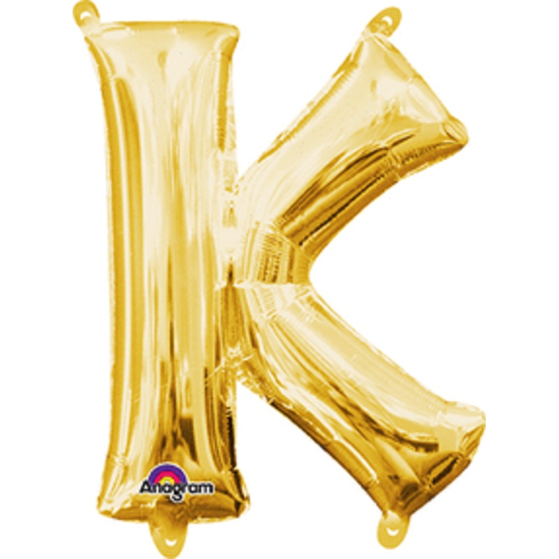 Air-Filled Gold Letter K Balloon