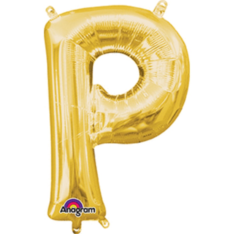 Air-Filled Gold Letter P Balloon