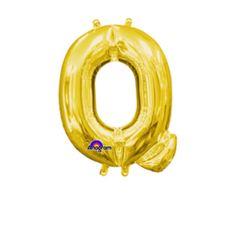 Air-Filled Gold Letter Q Balloon