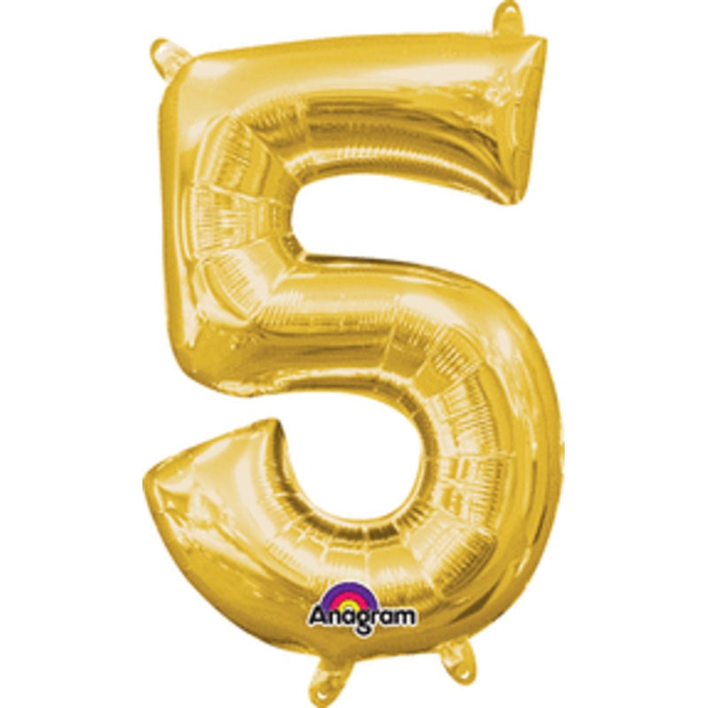 Air-Filled Gold Number 5 Balloon
