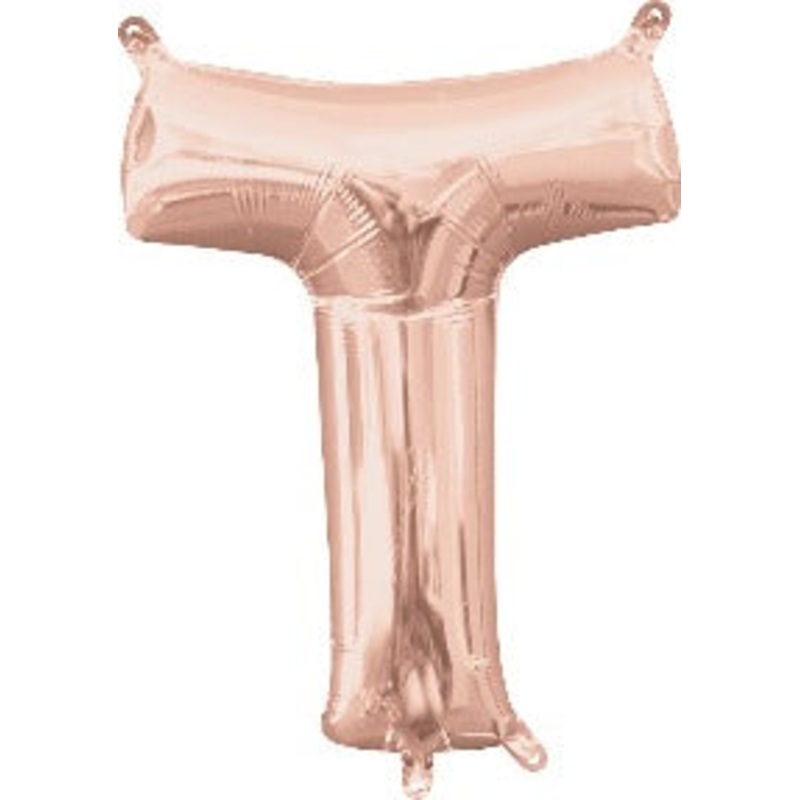 Air Filled Rose Gold Letter T Balloon
