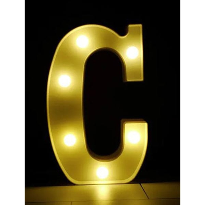 Gold 8in LED Light Letter C Centerpiece