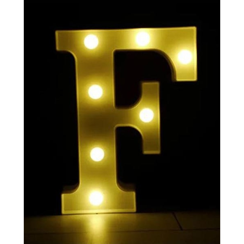 Gold 8in LED Light Letter F Centerpiece
