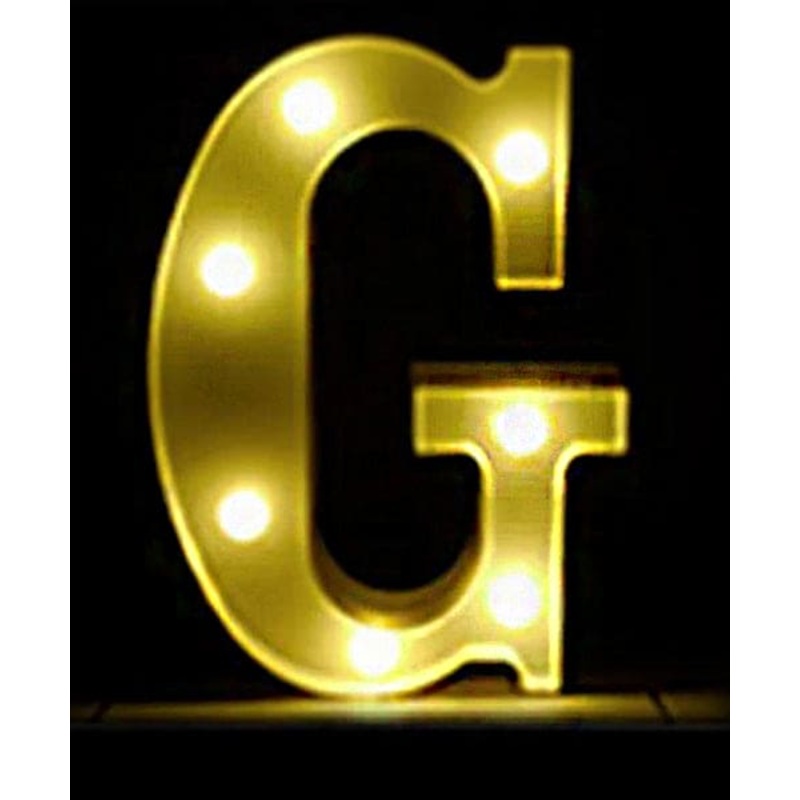 Gold 8in LED Light Letter G Centerpiece