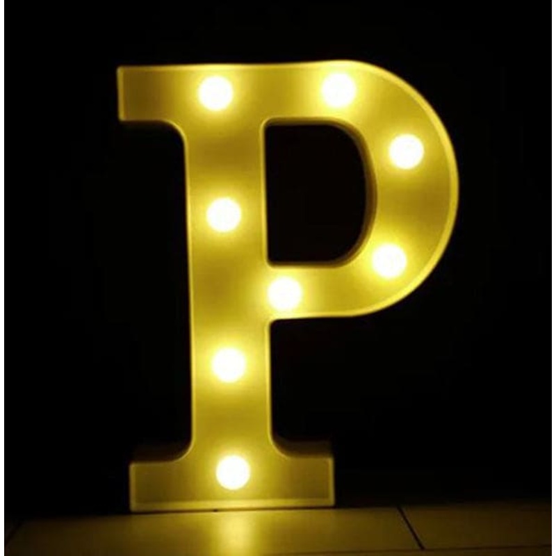 Gold 8in LED Light Letter P Centerpiece