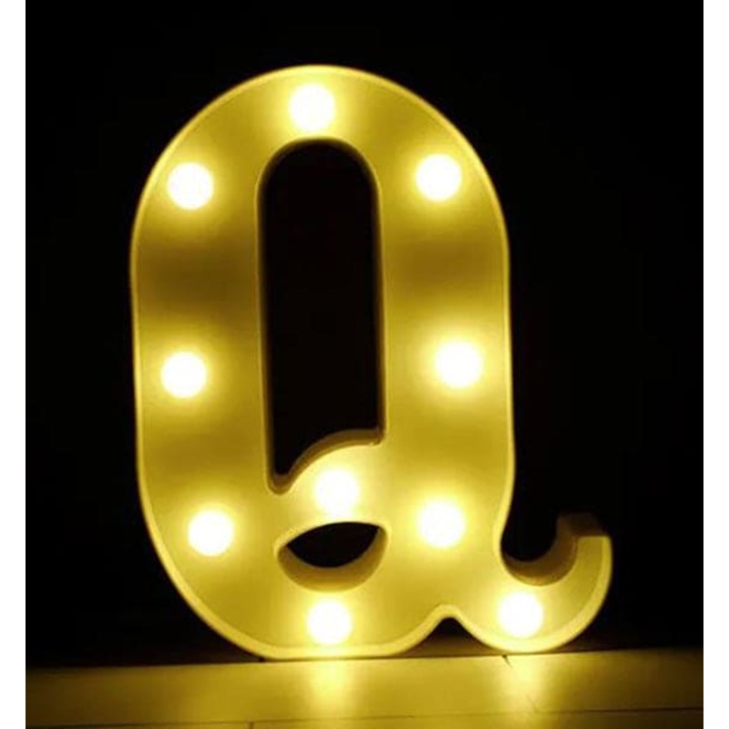 Gold 8in LED Light Letter Q Centerpiece