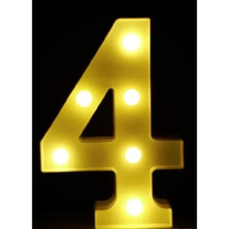Gold 8in LED Light Number 4 Centerpiece