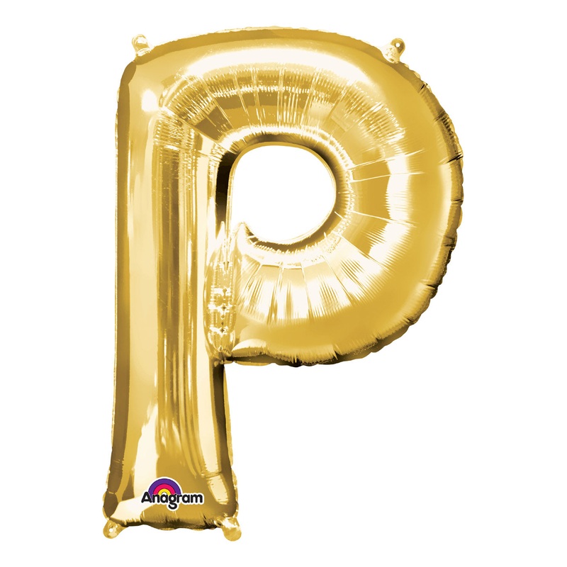 Letter P Gold Air Filled Balloon