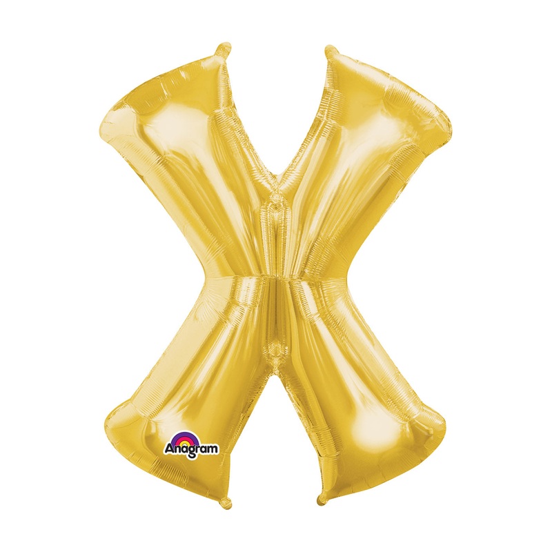Letter X Gold Air Filled Balloon