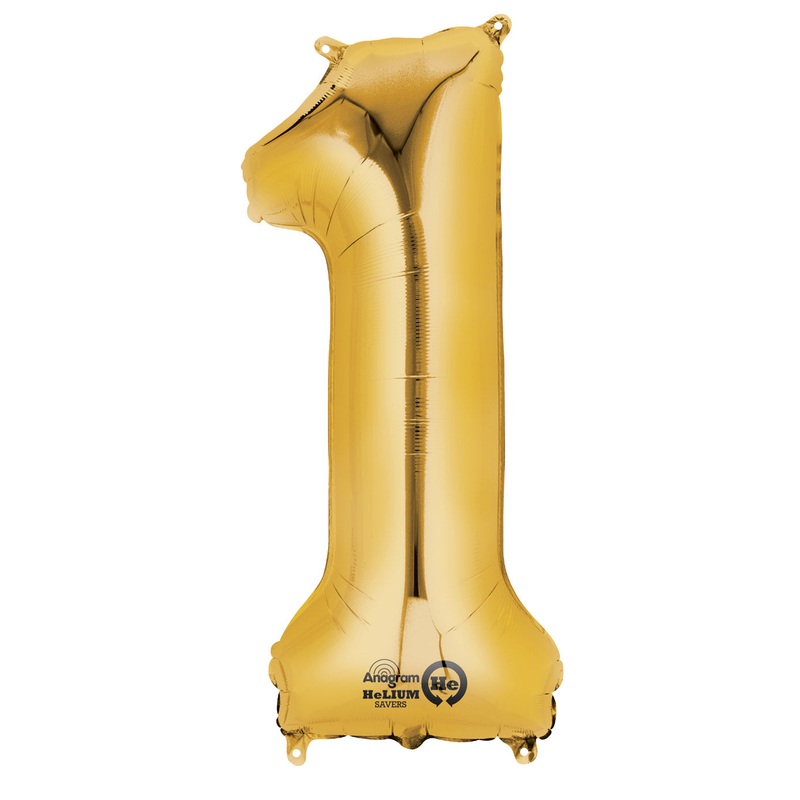 Number 1 Gold Air Filled Balloon
