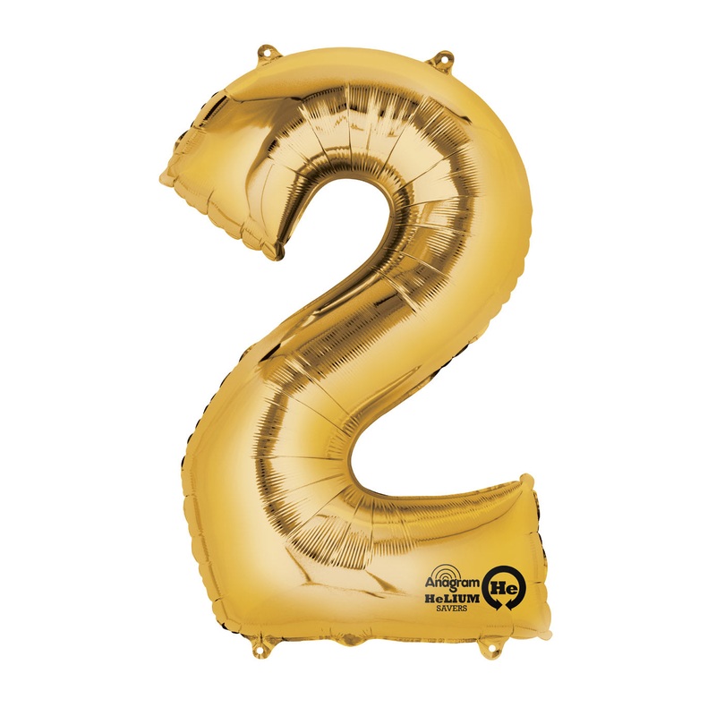 Number 2 Gold Air Filled Balloon