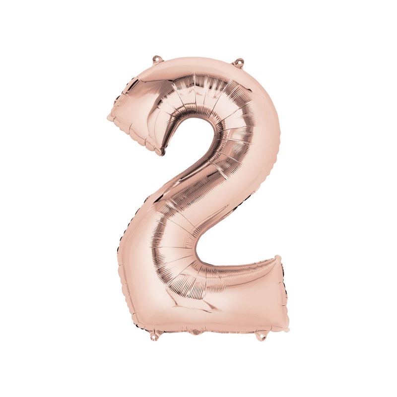 Number 2 Rose Gold Air Filled Balloon