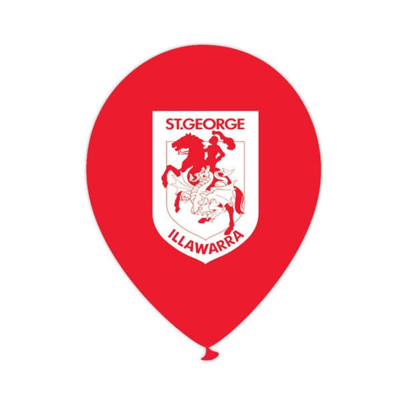 St George Dragons Printed Balloons 28cm (10 Pack)