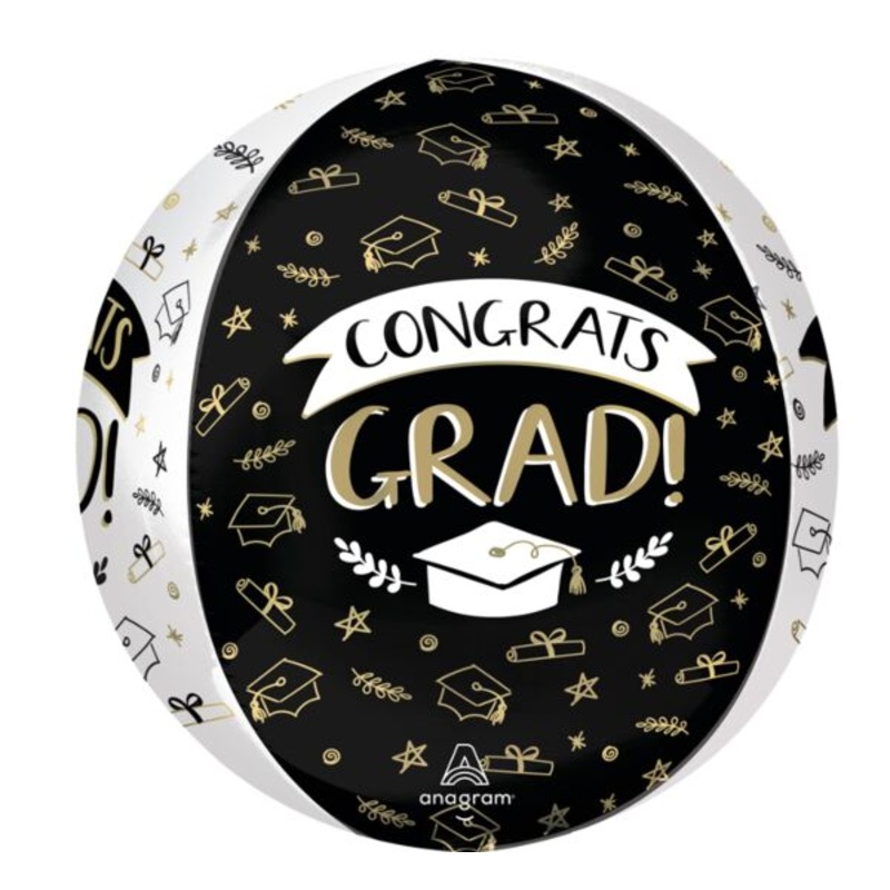 16" Sketched Grad Icons Orb Helium Filled Mylar Balloon
