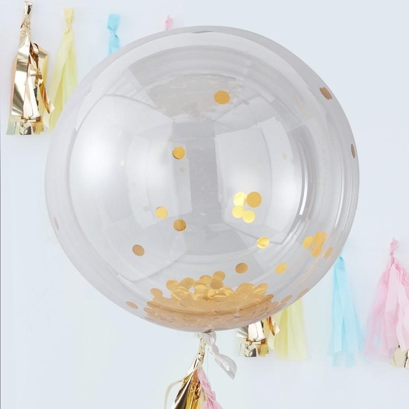 36" ORB BALLOON - GOLD CONFETTI - PACK OF 3