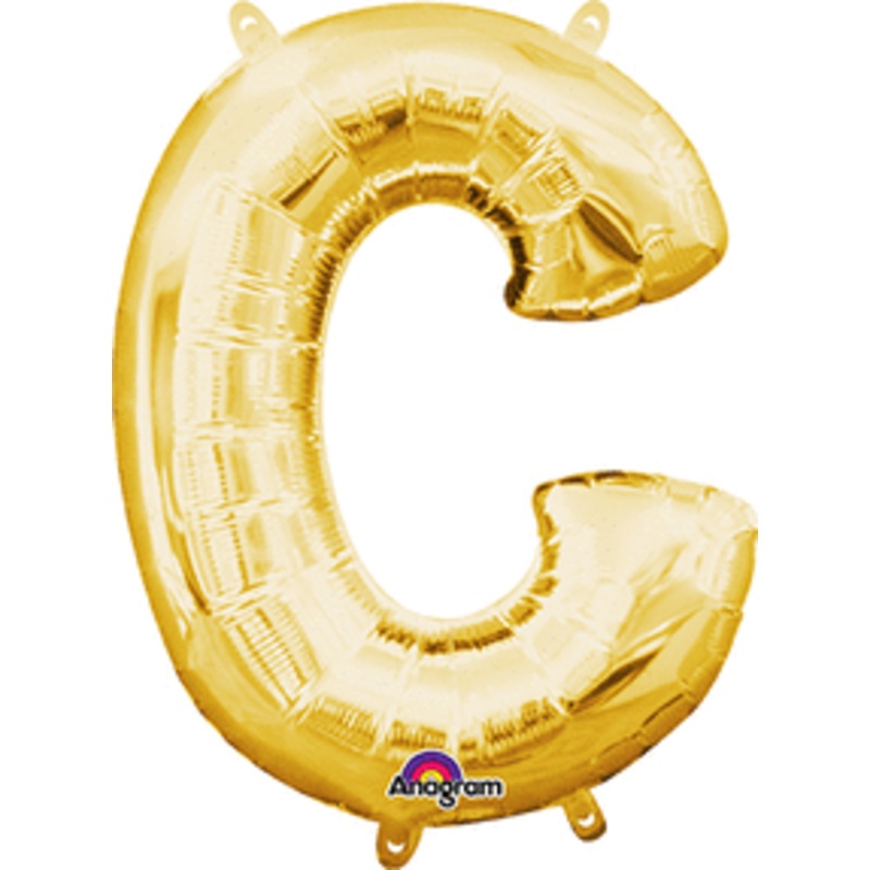 Air-Filled Gold Letter C Balloon