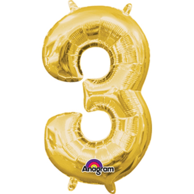 Air-Filled Gold Number 3 Balloon