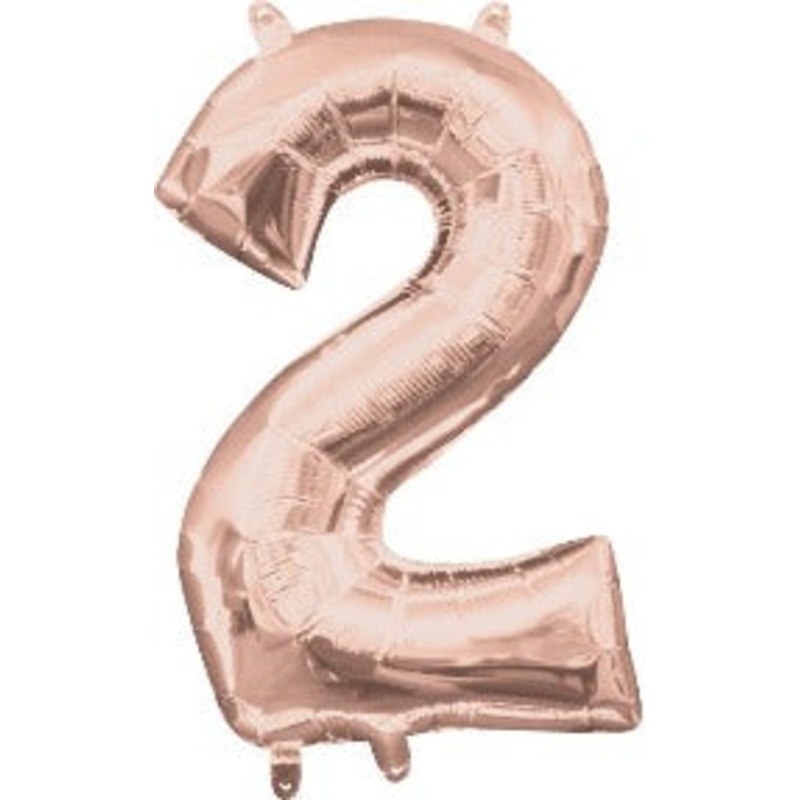 Air Filled Rose Gold Number 2 Balloon