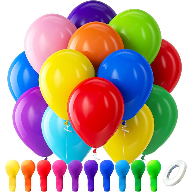 Assorted Rainbow Latex Balloons, 30 Pack 12 inch Round Helium Bright Color Balloons for Birthday Baby Shower Wedding Party Decorations