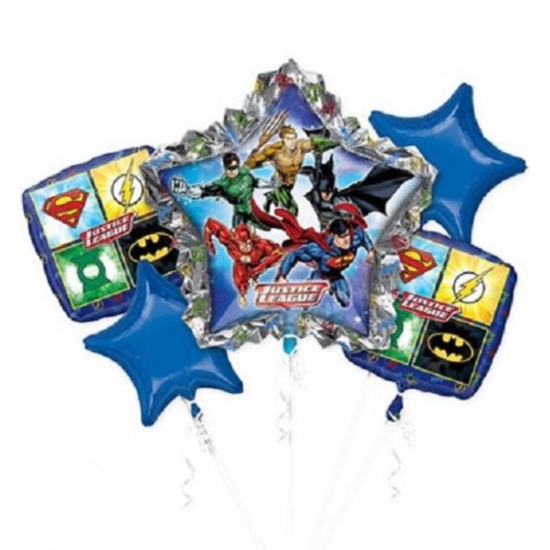 Bouquet Justice League Birthday Balloon Packaged