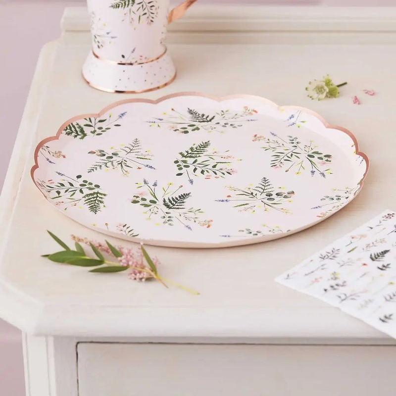 Floral Tea Party Foiled Paper Plates 8pk